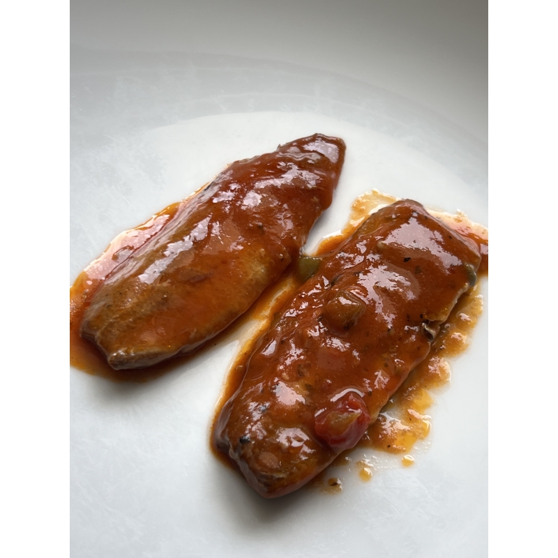 Filetes de Arenque Appel con salsa de Jengibre y Verdura