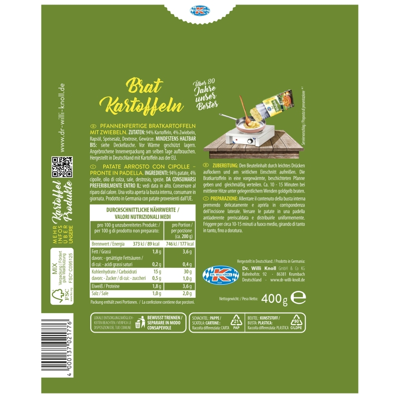 Bratkartoffeln - Patatas a lo pobre, al estilo alemán