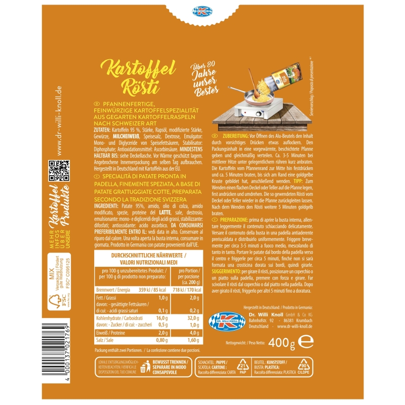 Rösti - Tortilla de Patatas Alemana