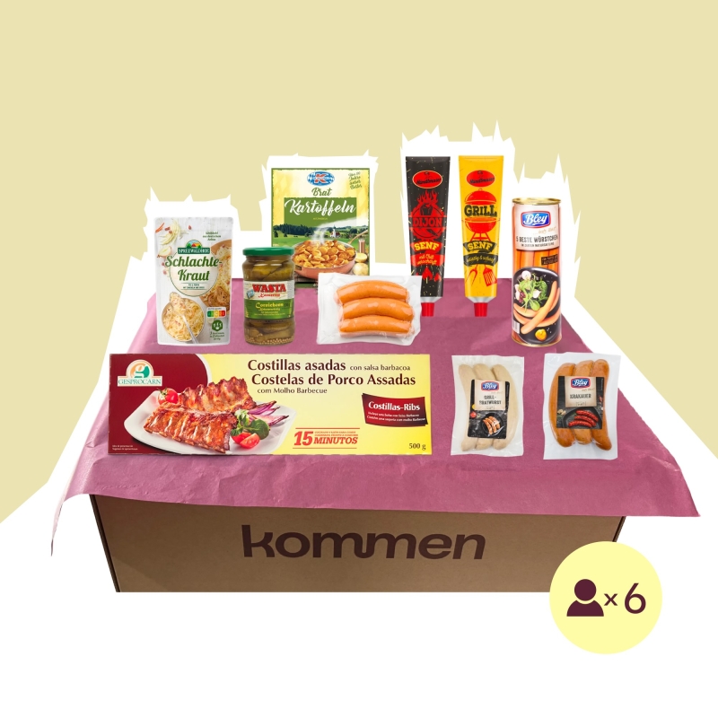 Pack Barbacoa para 6: Costillar, Salchichas, Aperitivos y Mostaza Alemana