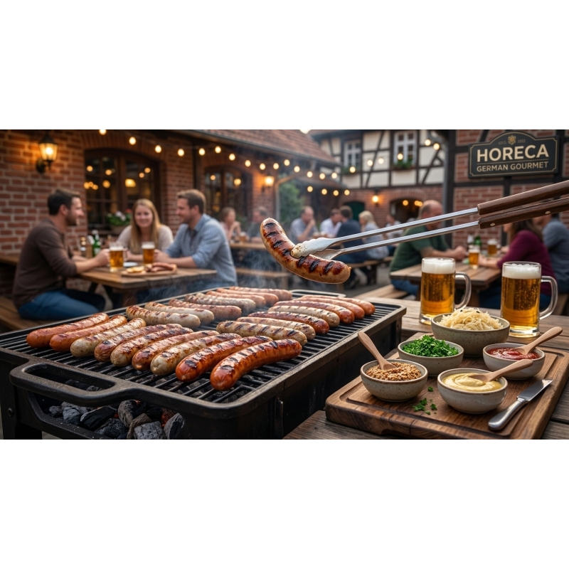 Lote Hostelería "Especialidades Alemanas": Salchichas Clásicas, Chucrut y Mostazas (Bratwurst + Bockwurst + Guarniciones)