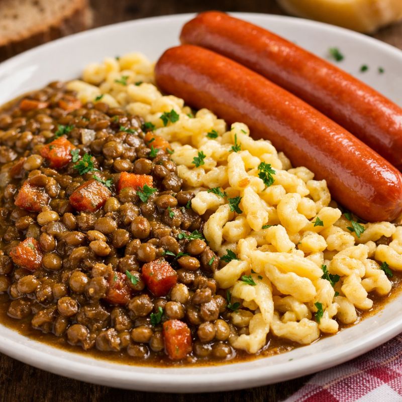 Elaboración paso a paso del Linsen mit Spätzle